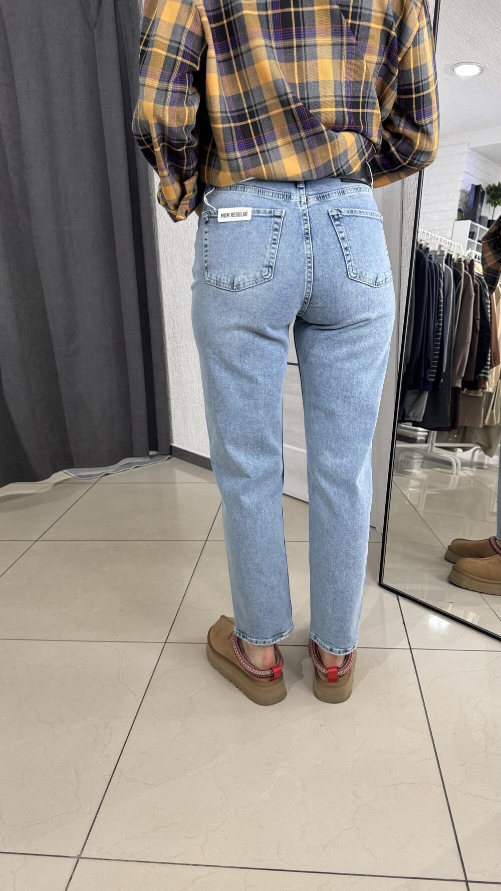 Джинси mom з ременем 1452-1 Cracpot 31, Блакитний