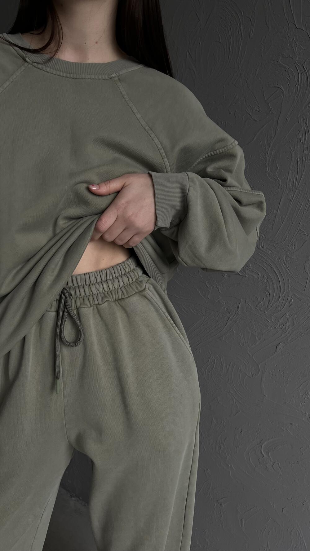 Костюм з джогерами та світшотом Deppot L, Оливковий