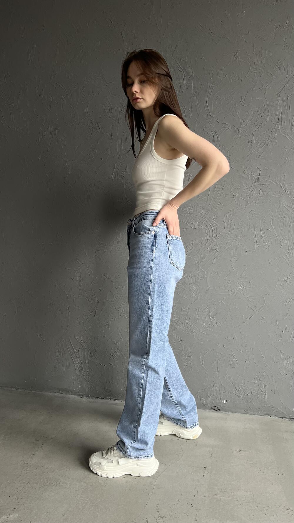 Джинси 3997 прямого фасону з високою посадкою Bella 34, Блакитний