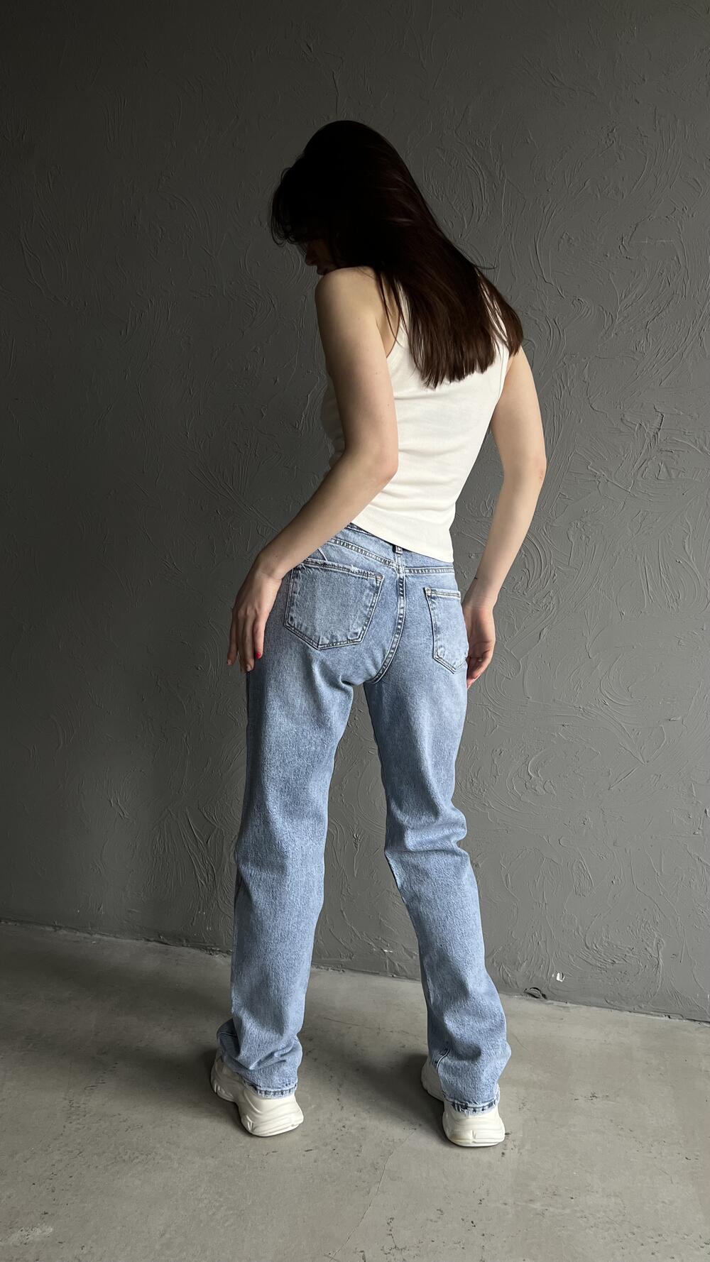 Джинси 3997 прямого фасону з високою посадкою Bella 34, Блакитний