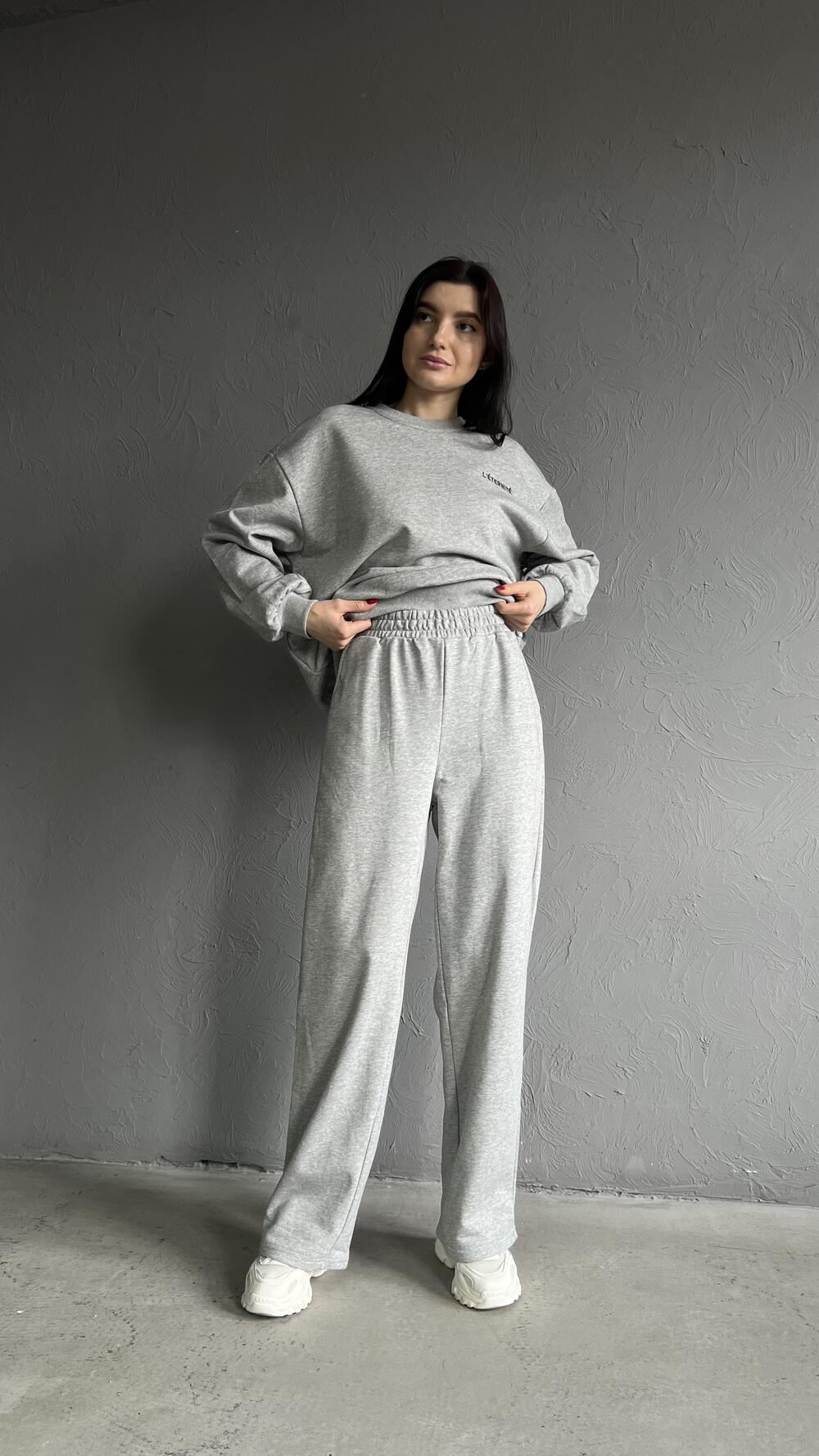 Костюм з світшотом та широкими штанами my Star made in Italy S, Сірий меланж