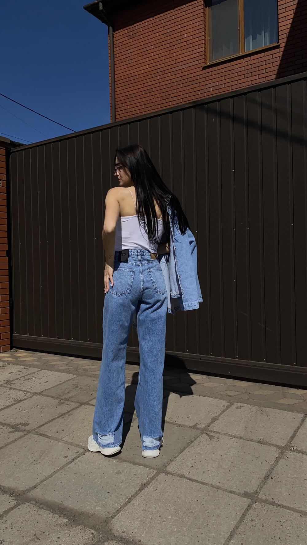 Джинси з потертостями, прямі арт. 1485 Cracpot 29, Синій