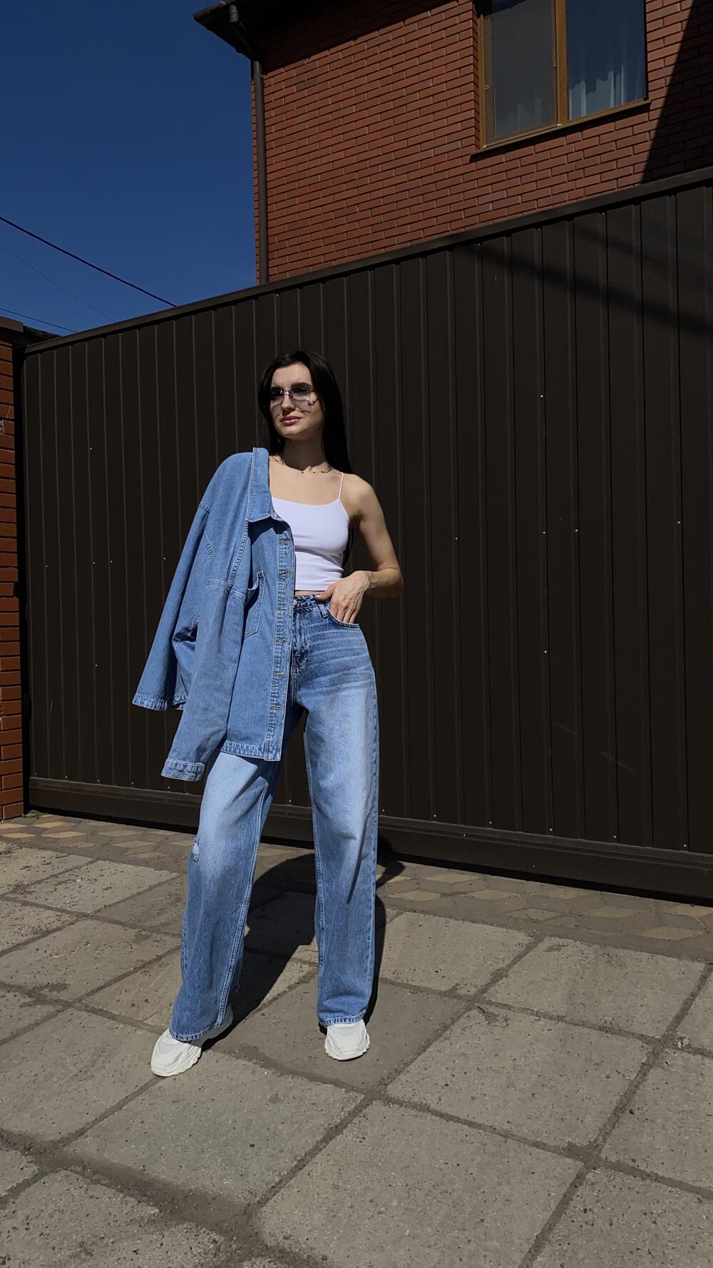 Джинси з потертостями, прямі арт. 1485 Cracpot 29, Синій