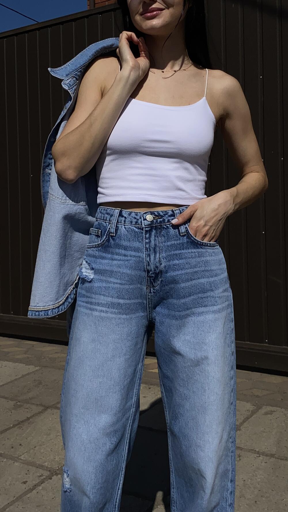 Джинси з потертостями, прямі арт. 1485 Cracpot 29, Синій