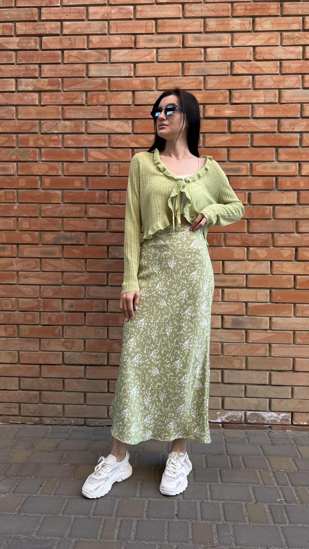 Спідничка міді з блискавкою Morfin XS, Зелене яблуко