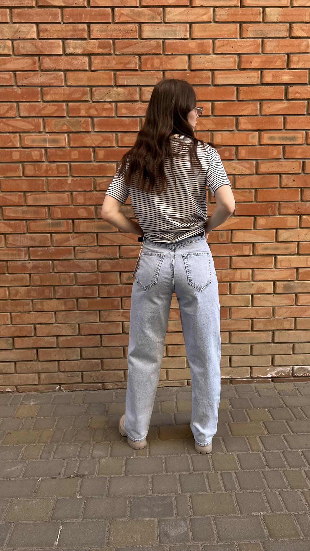 Джинси з потертостями Mom 1445 Cracpot 28, Блакитний світлий