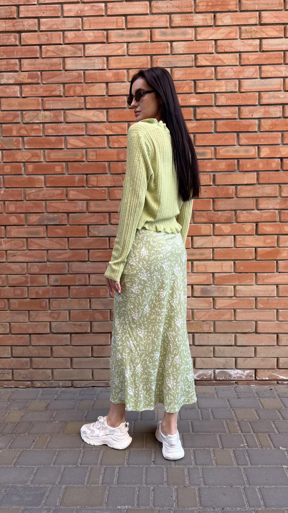 Спідничка міді з блискавкою Morfin XS, Зелене яблуко