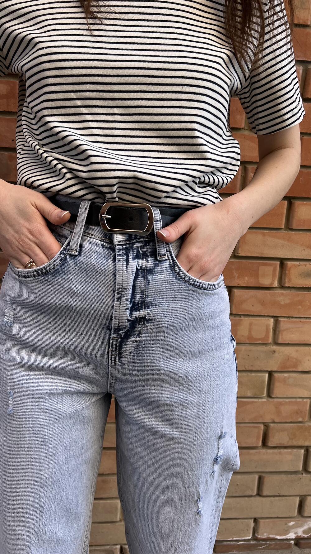 Джинси з потертостями Mom 1445 Cracpot 27, Блакитний світлий