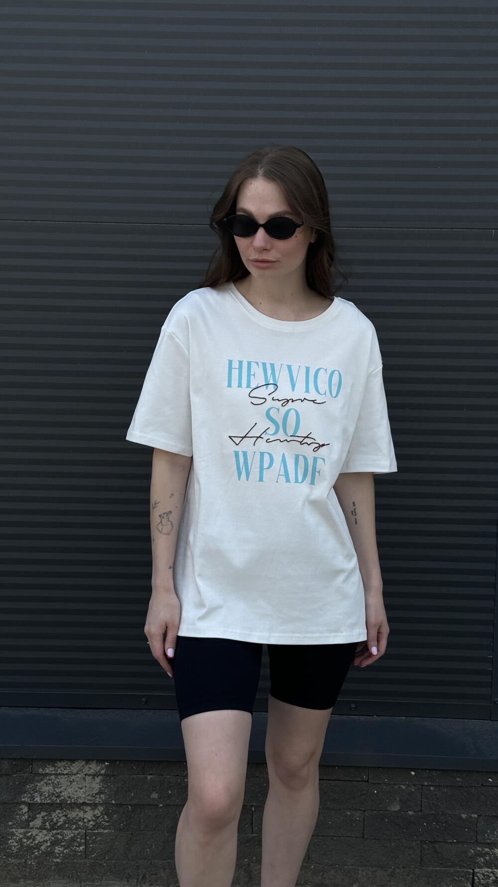 Футболка з принтом Newvico Oversize, Білий