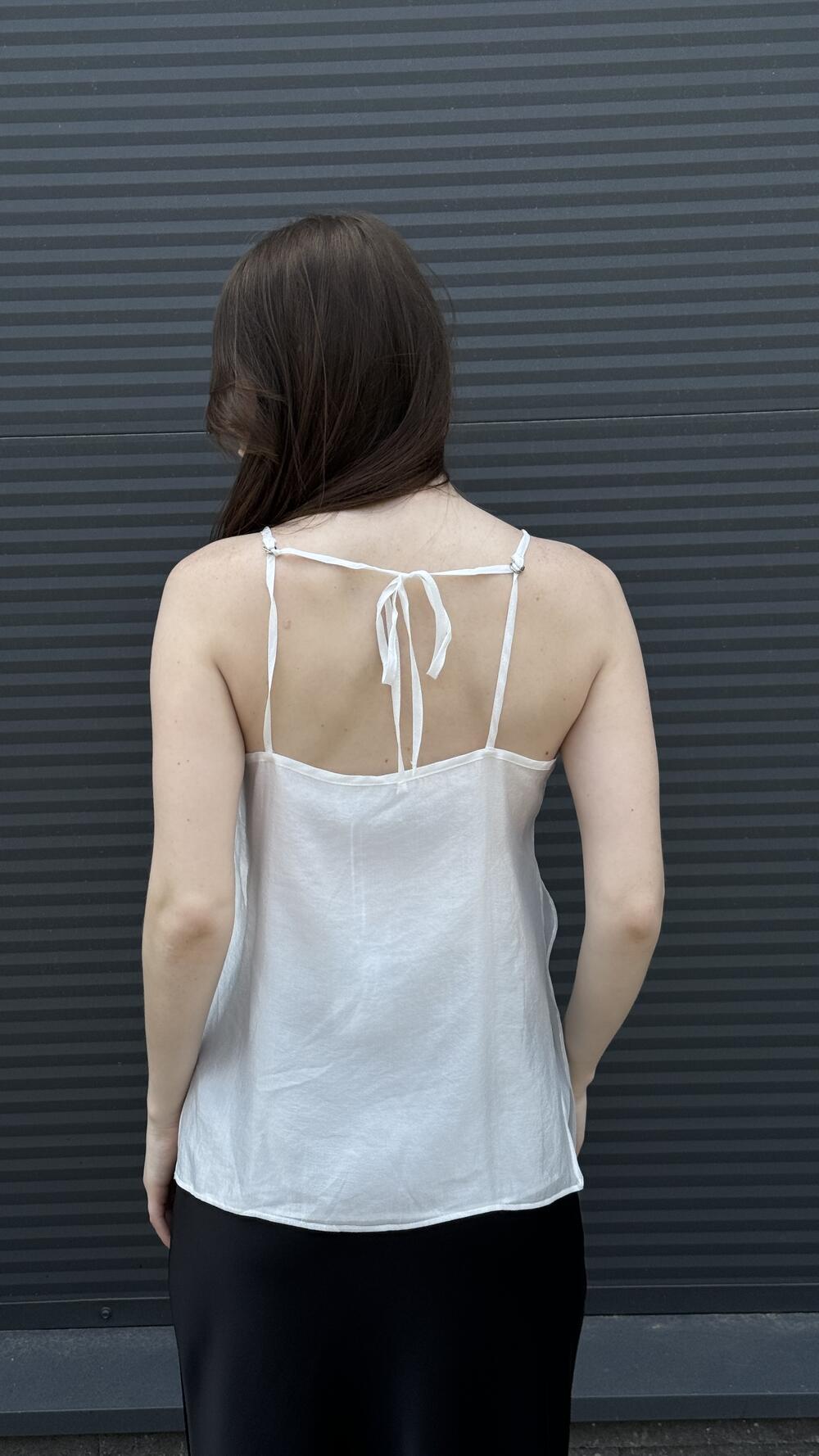 Майка прозора з регульованими брителями та розрізами S/M, Білий