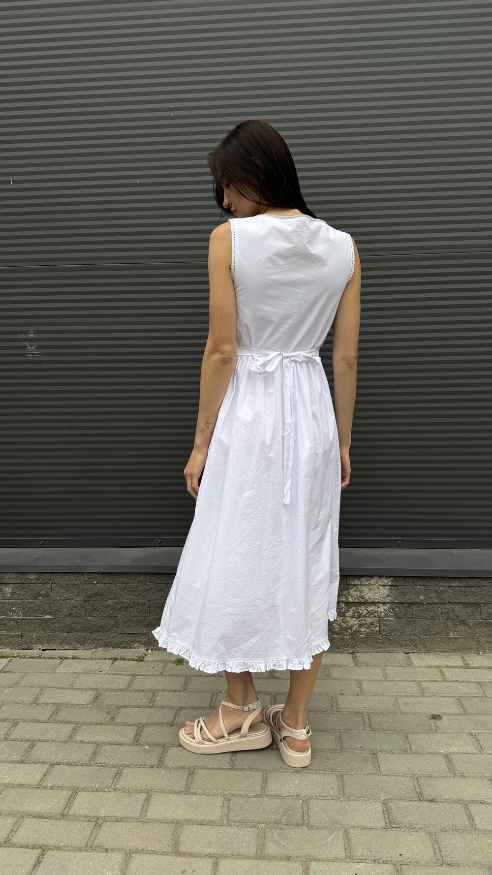 Сарафан з мілкими ґудзиками та куліскою Olive S, Білий