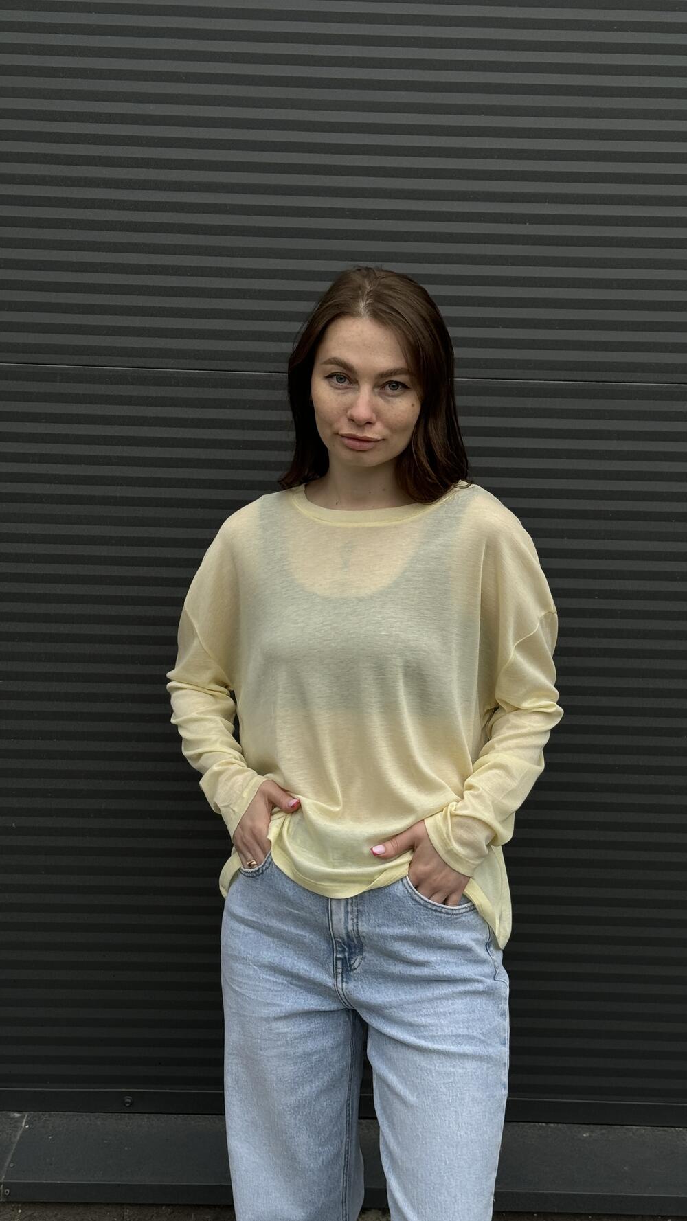 Лонг напівпрозорий 8001-8002 Oversize, Жовтий