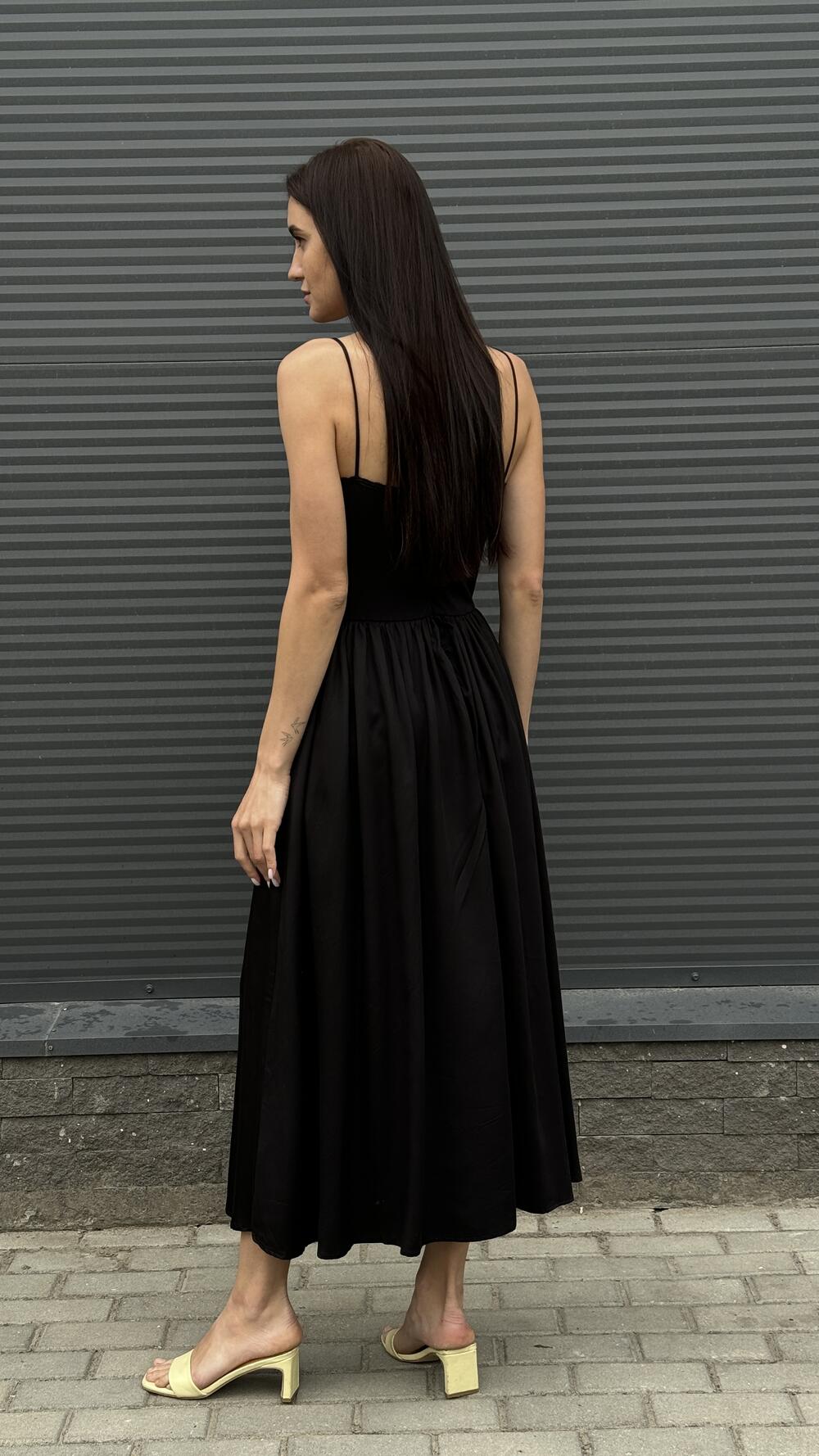 Сарафан з брошкою троянда на грудях S, Чорний