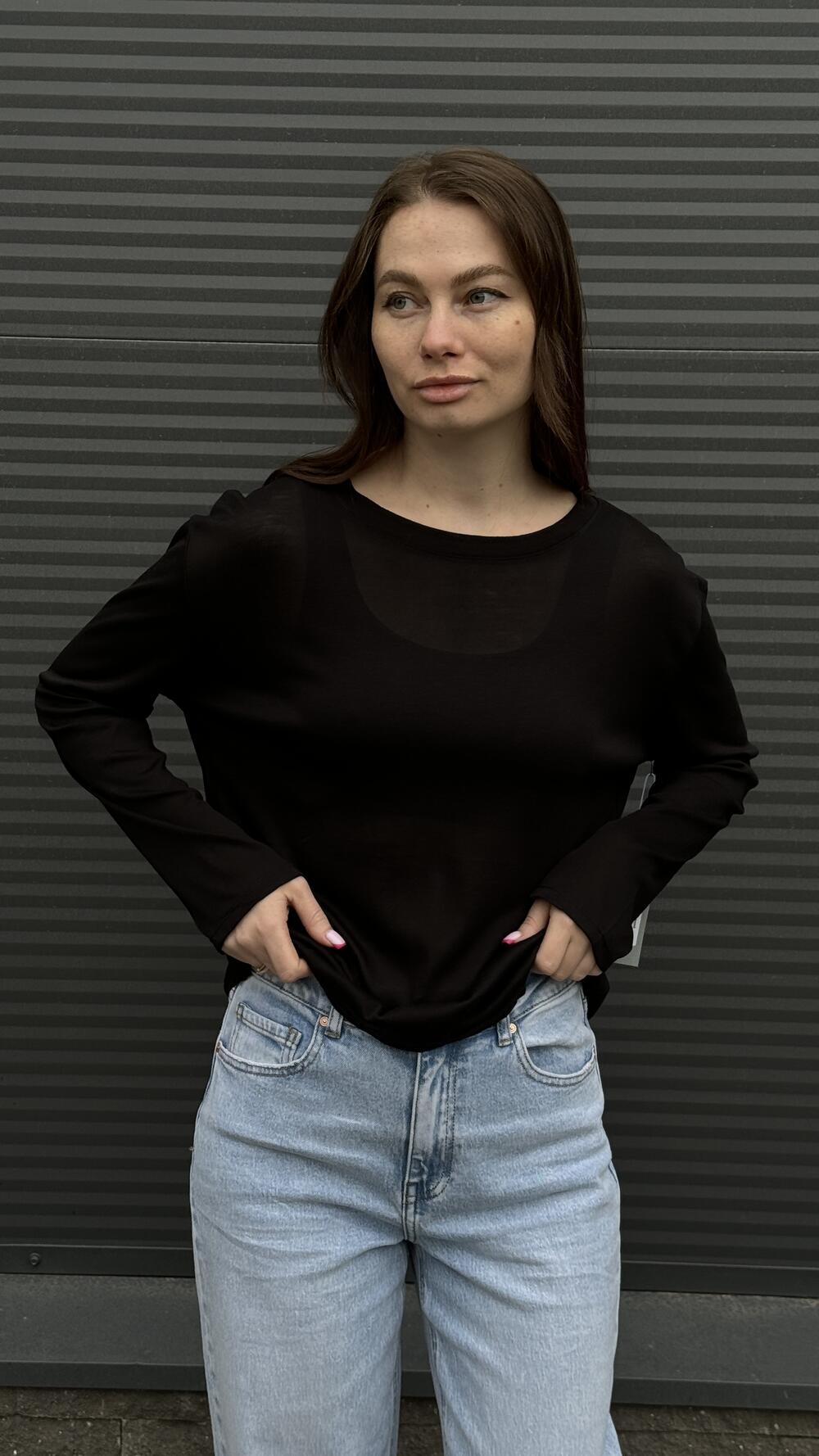 Лонг напівпрозорий 8001-8002 Oversize, Чорний