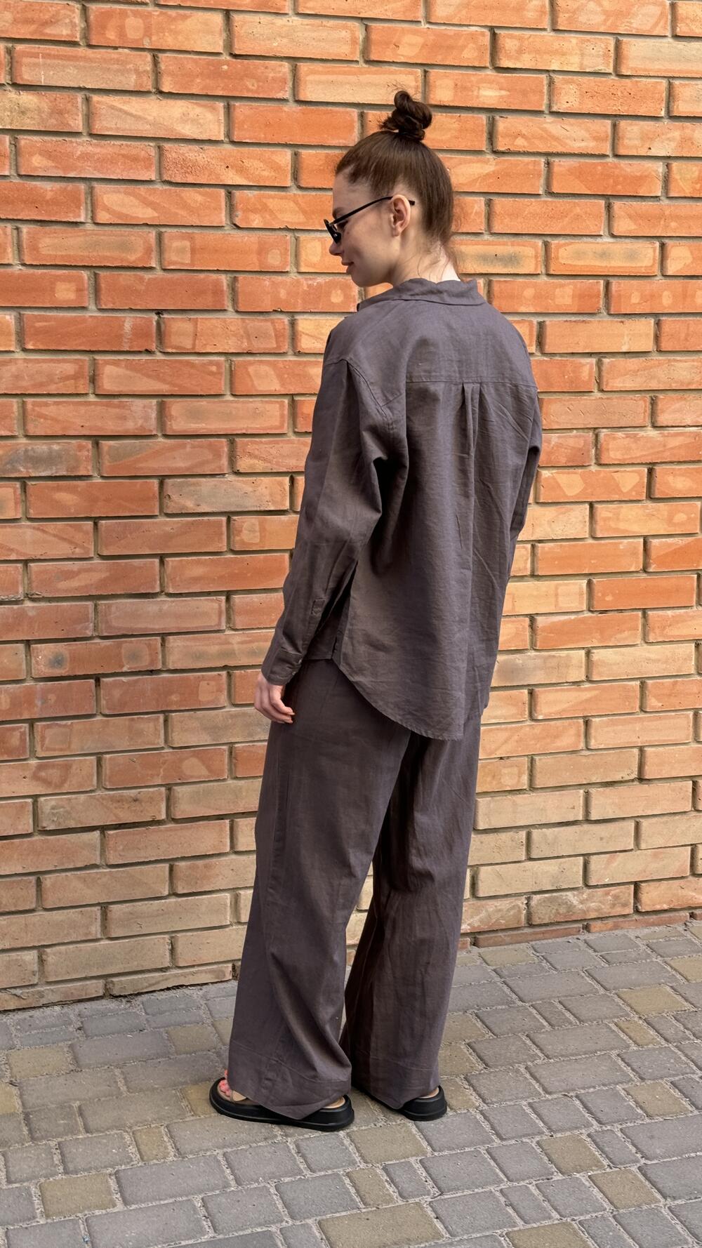 Костюм льняний з сорочкою та брюками my Star made in Italy S, Графітовий