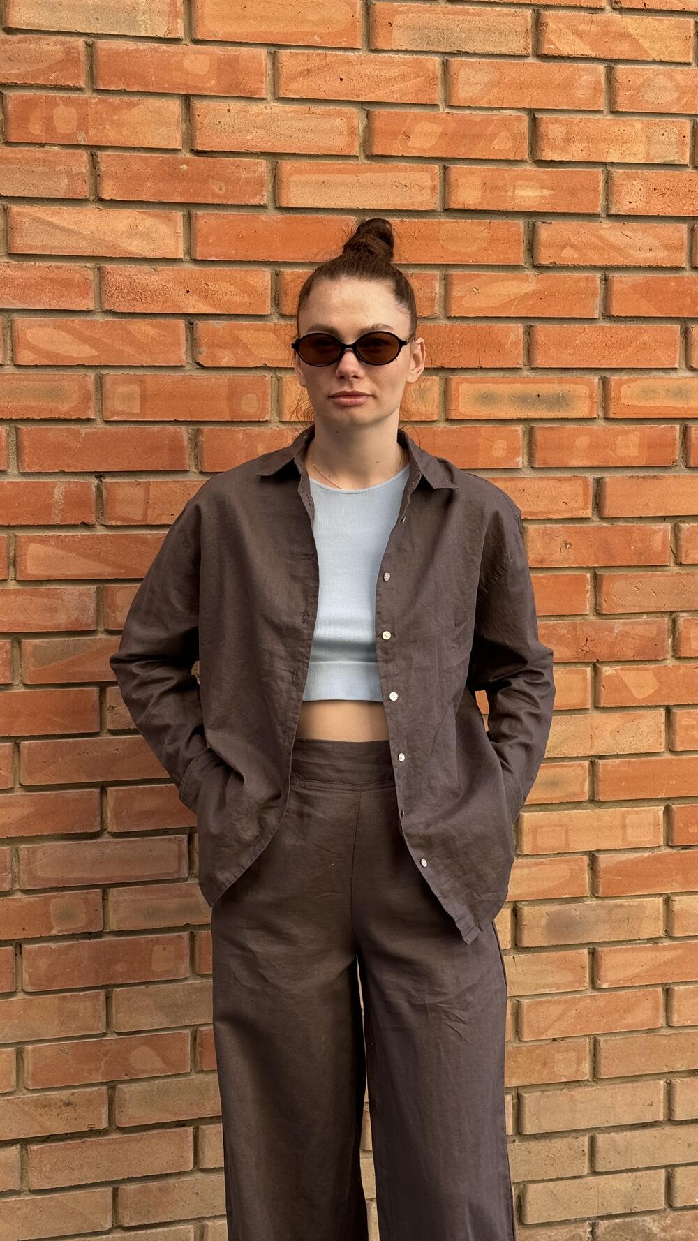 Костюм льняний з сорочкою та брюками my Star made in Italy S, Графітовий