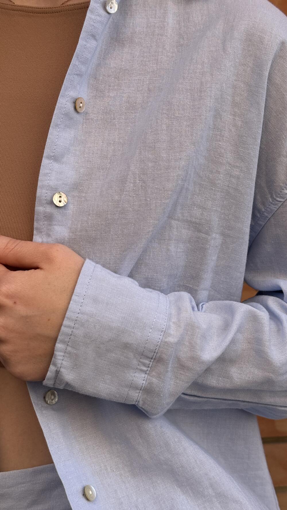 Костюм льняний з сорочкою та брюками my Star made in Italy S, Блакитний