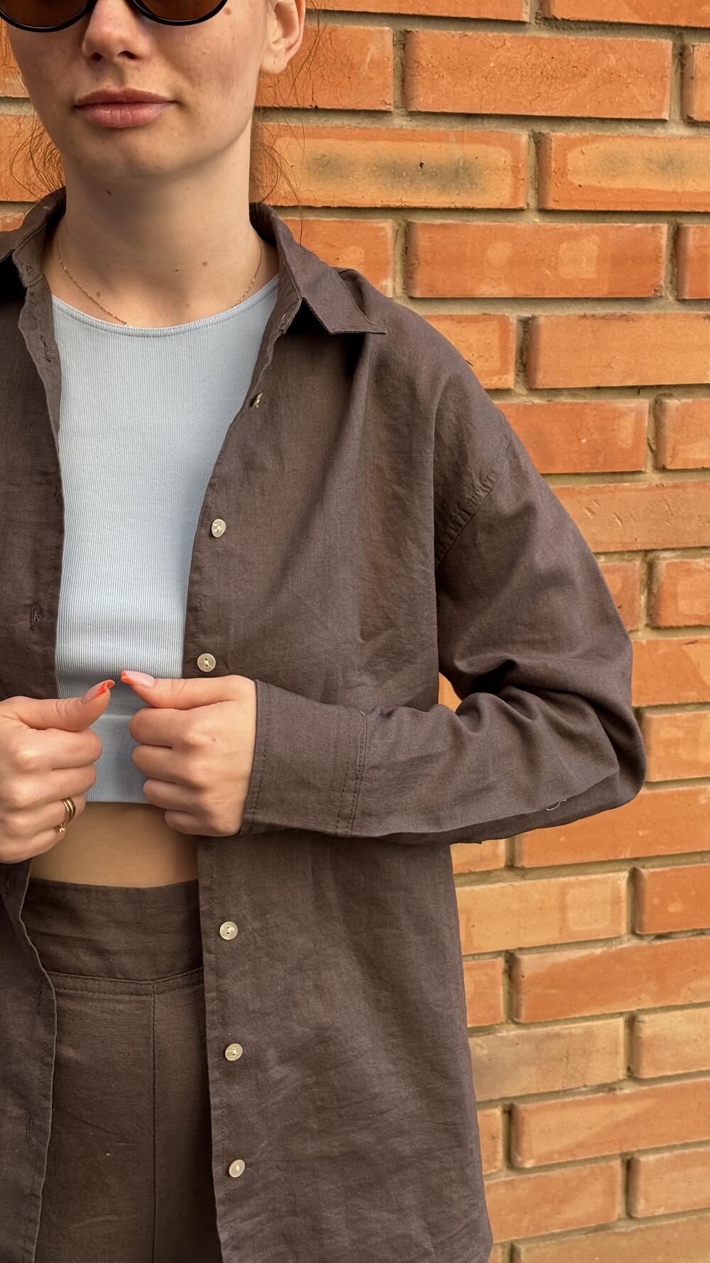 Костюм льняний з сорочкою та брюками my Star made in Italy S, Графітовий