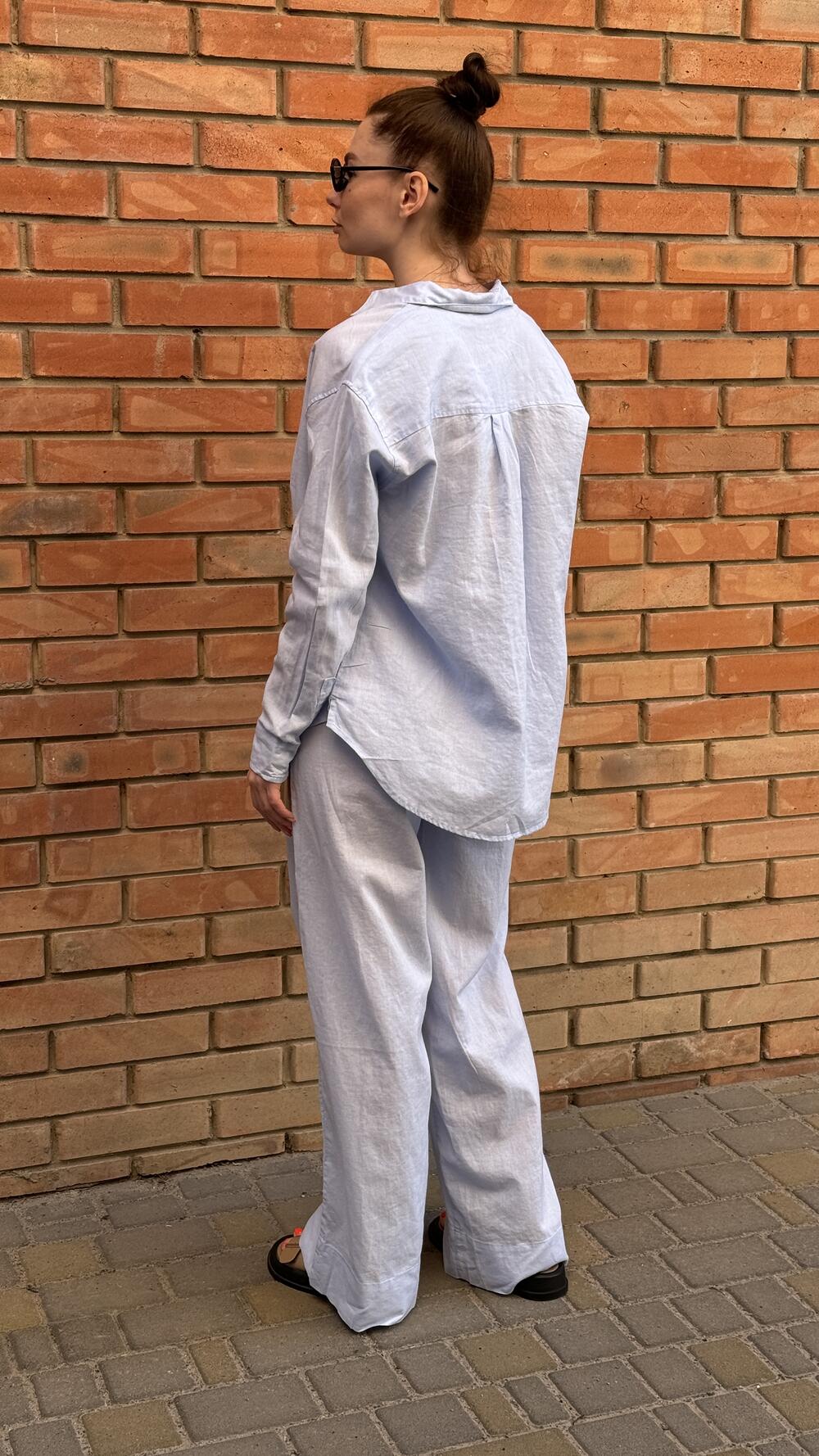 Костюм льняний з сорочкою та брюками my Star made in Italy S, Блакитний