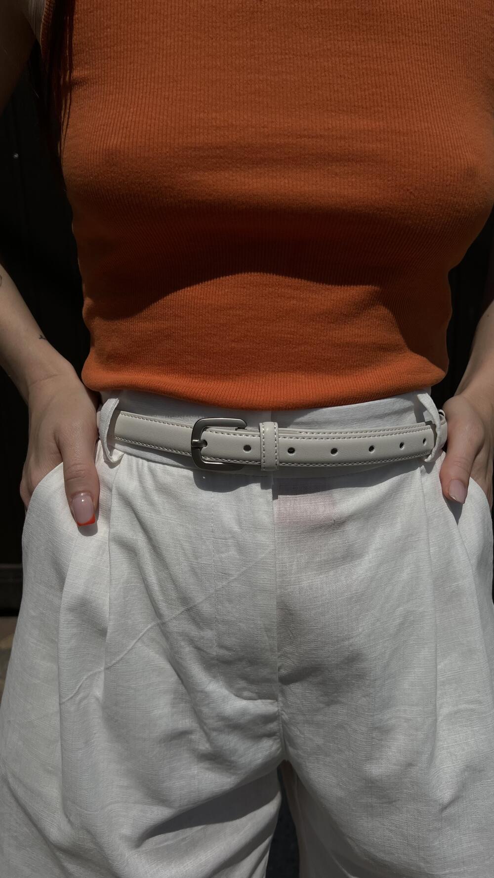 Ремінь шкіряний 1.8 см Білий