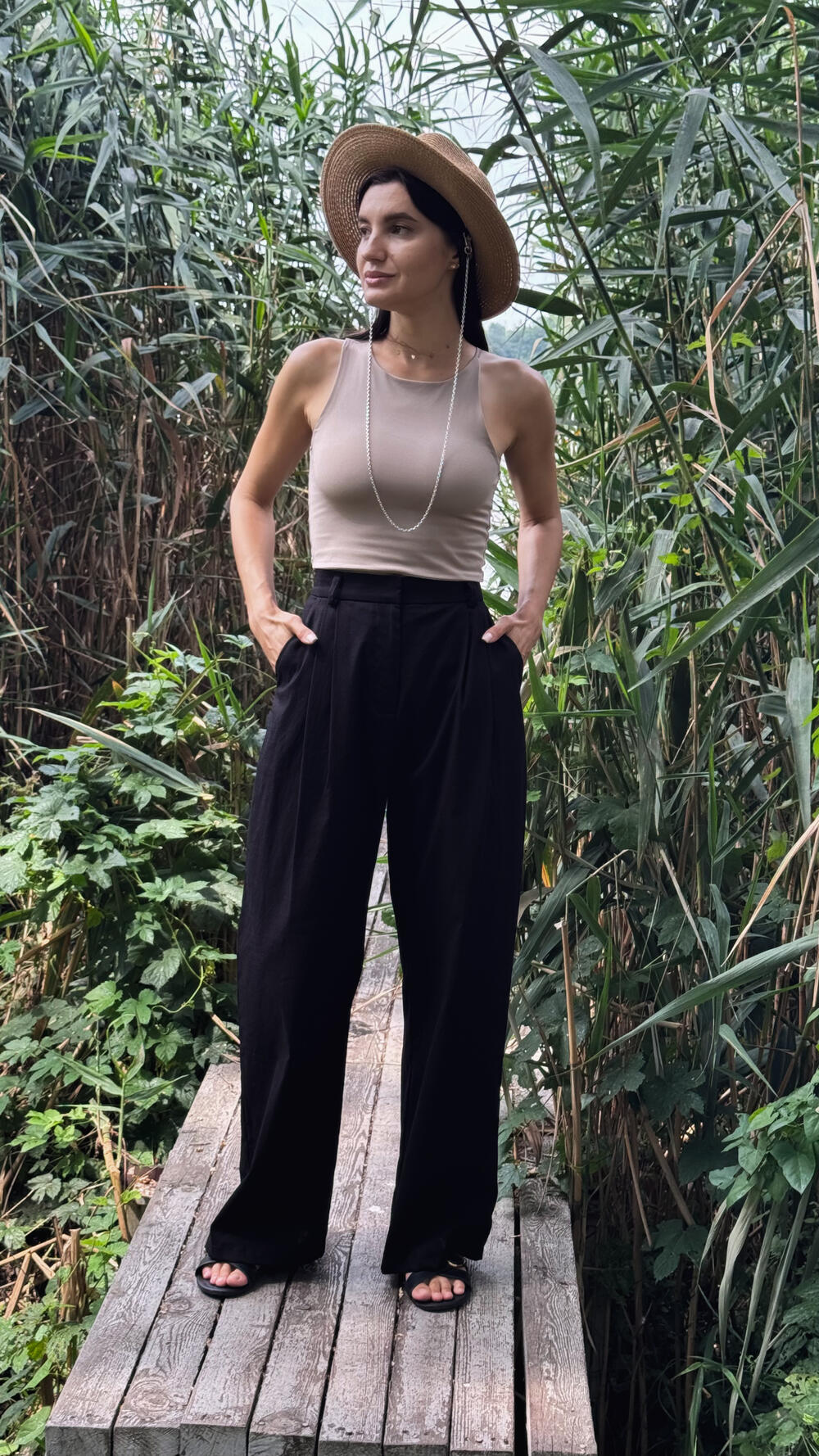 Брюки льняні з защипами Morfin S, Чорний