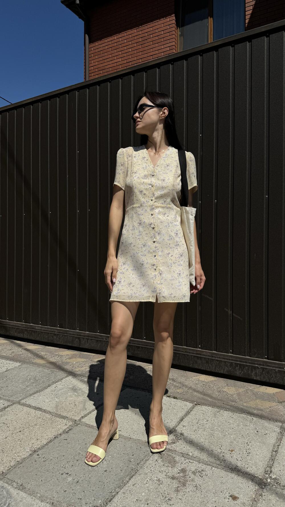 Сукня коротка з гудзиками та коротким рукавчиком Morfin M, Жовтий