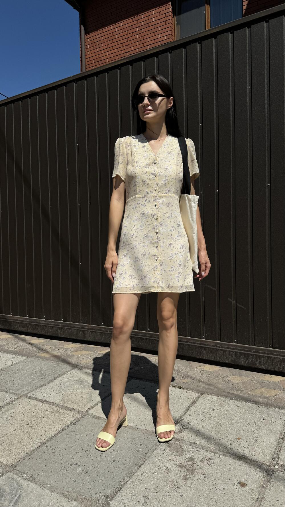 Сукня коротка з гудзиками та коротким рукавчиком Morfin M, Жовтий