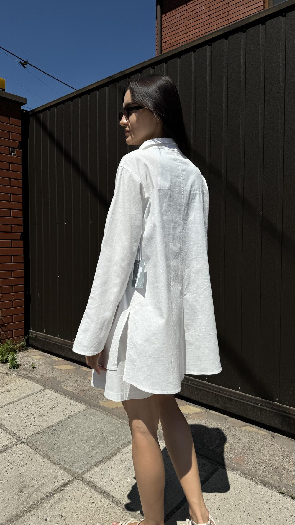 Сорочка льняна з розрізами на рукавах Morfin S, Молочний