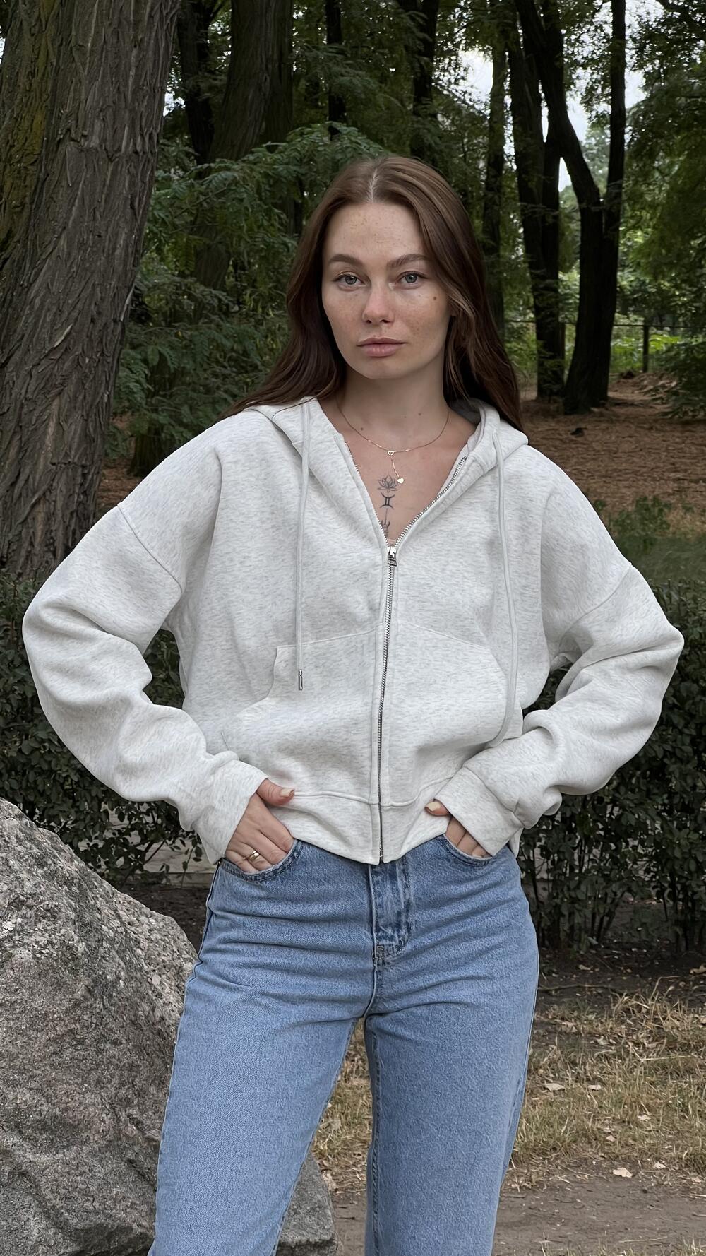 Худі з блискавкою, меланжований 