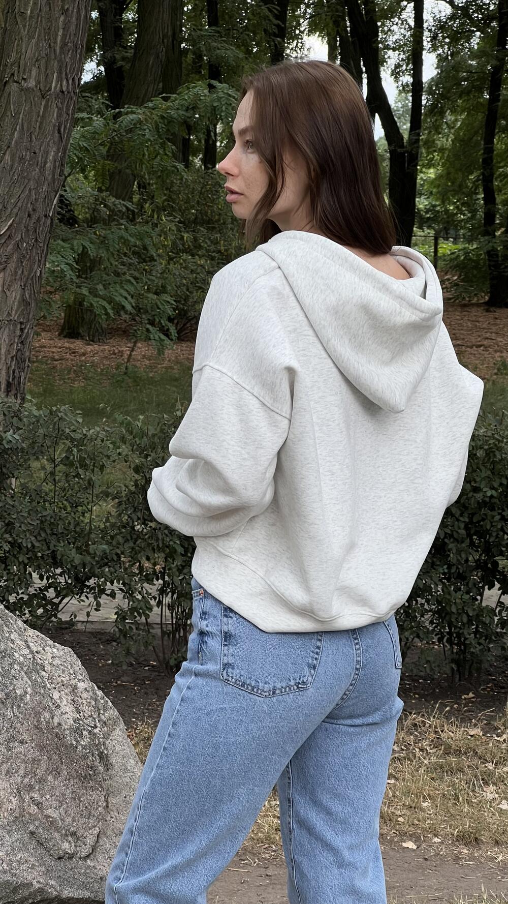 Худі з блискавкою, меланжований Oversize, Сірий меланж