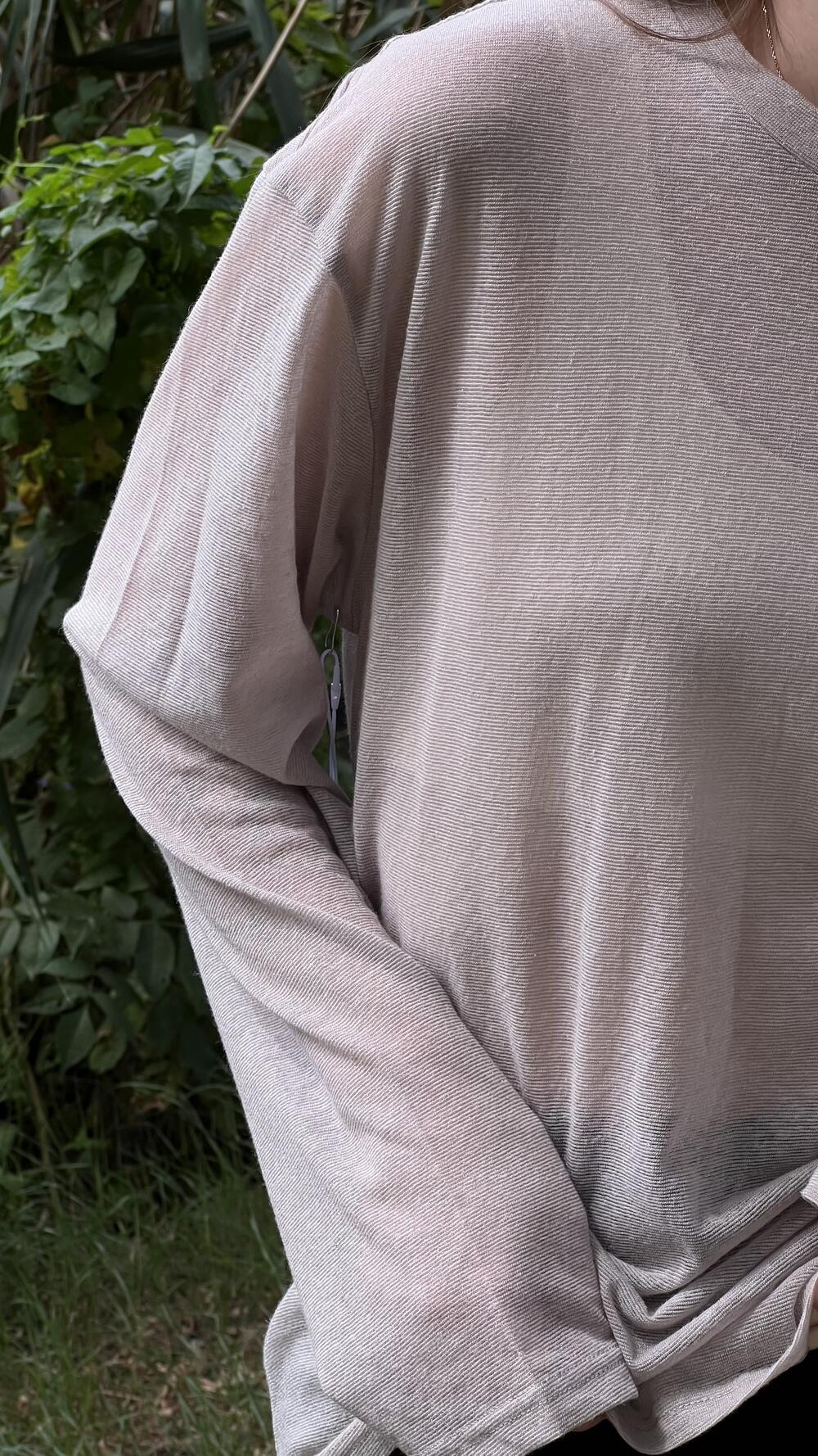 Лонгслів злегка прозорий без принту Oversize, Какао