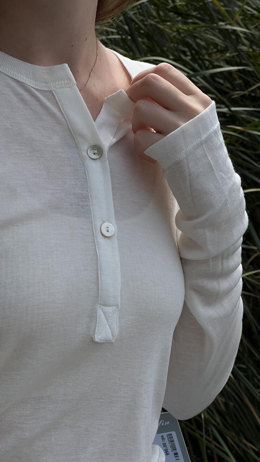 Лонг напівпрозорий з ґудзиками на грудях S/M, Молочний