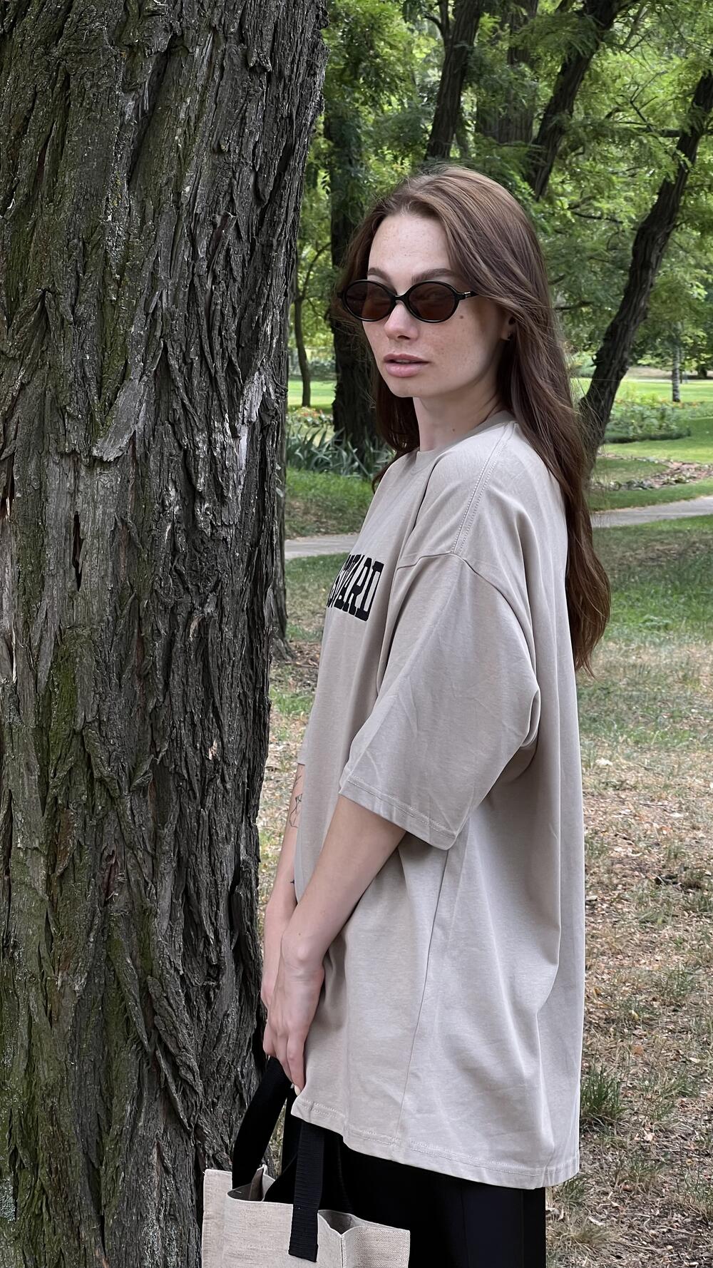 Футболка з нашивкою Coast Guard Oversize, Бежевий