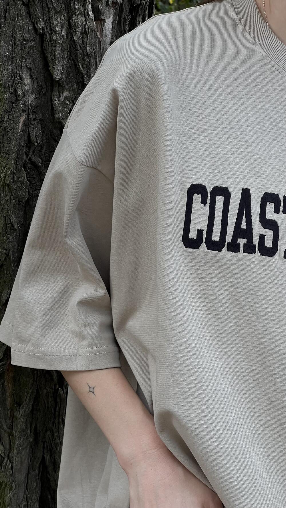 Футболка з нашивкою Coast Guard Oversize, Бежевий