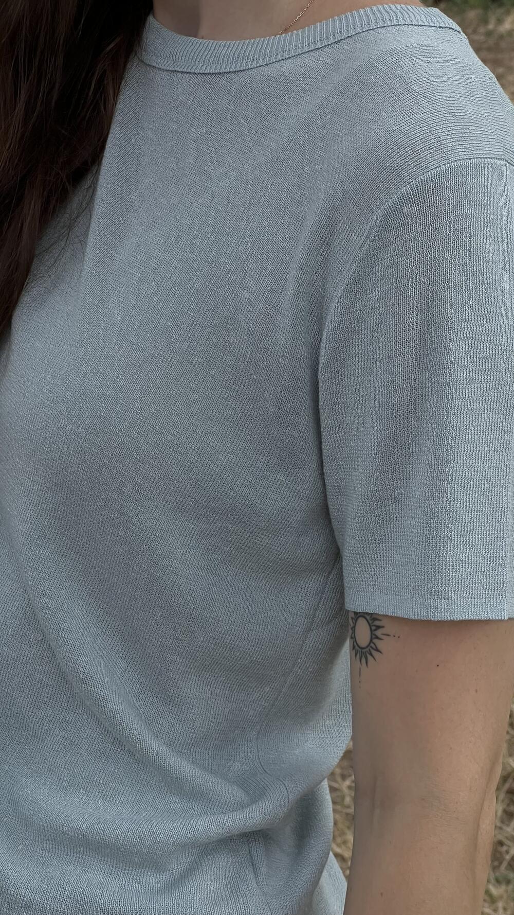 Футболка базова, трикотажна без принтів S/M, Лазурь