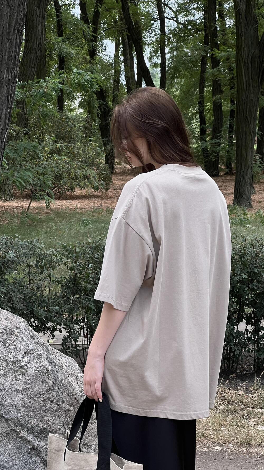 Футболка з нашивкою H 72 Oversize, Бежевий