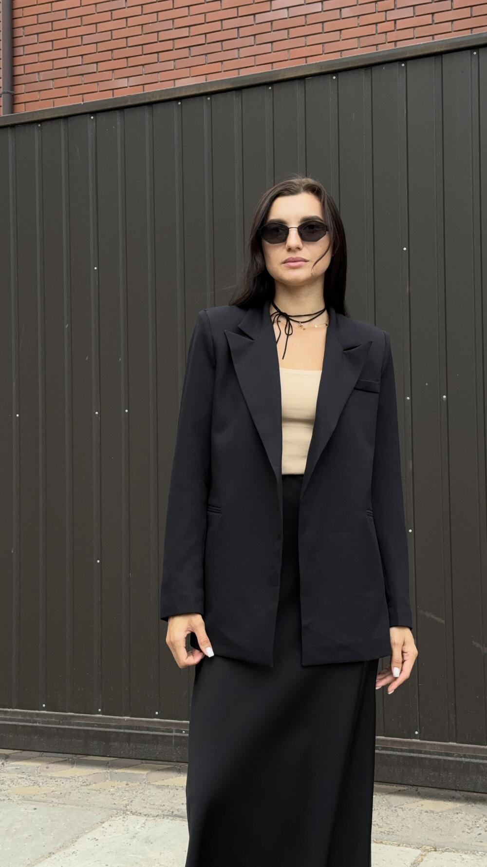 Піджак класичний з тканинним паском Myd S, Чорний