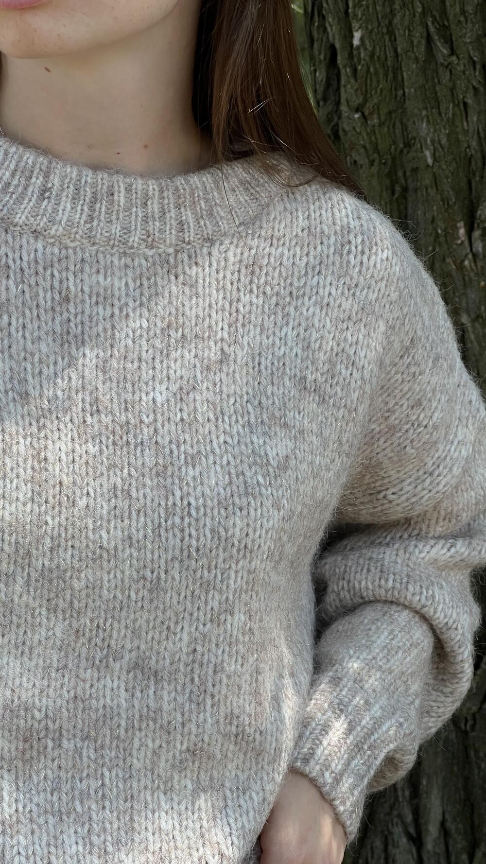 Джемпер з люрексовою ниткою гладенький H259 Lara made in Italy S/M, Бежевий меланж