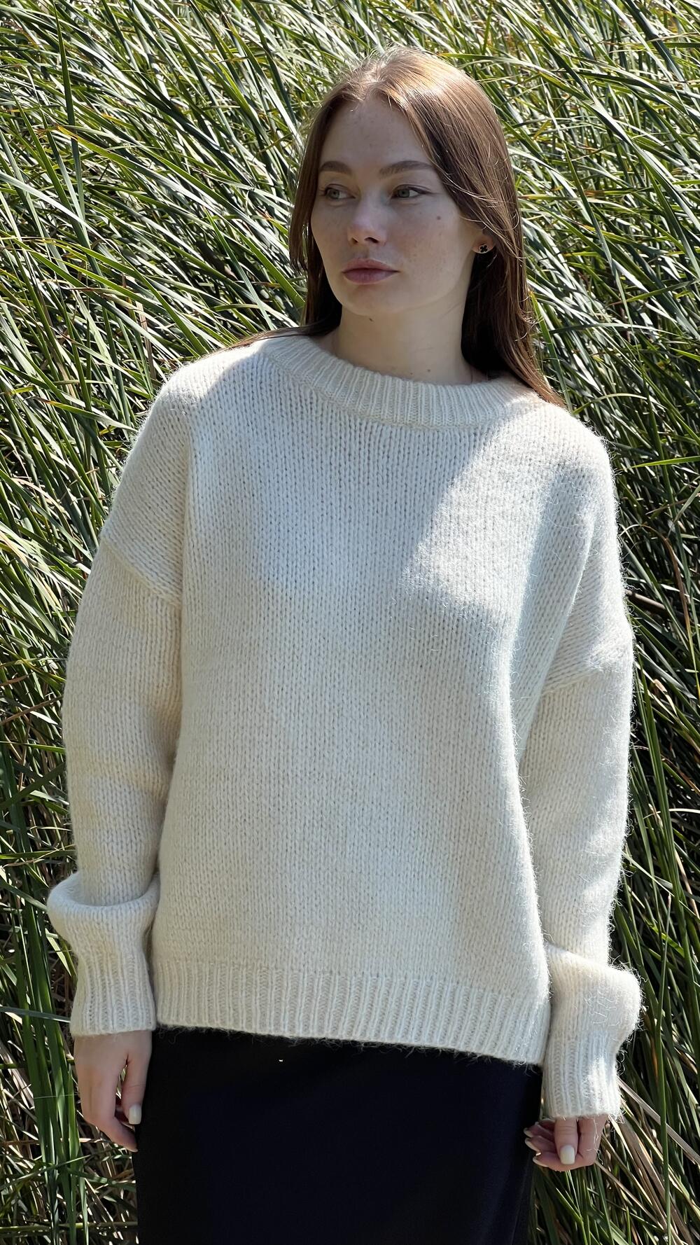 Джемпер з люрексовою ниткою гладенький H259 Lara made in Italy S/M, Крем-брюле