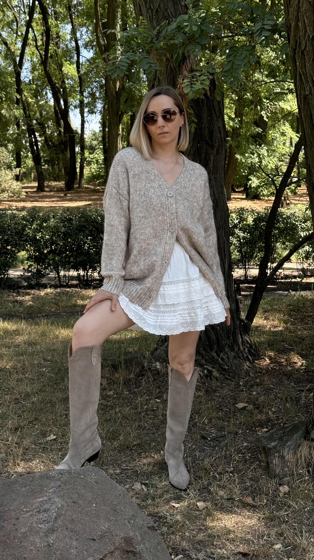 Кардиган з великими ґудзиками та люрексовою ниткою H262 Lara S/M, Бежевий меланж