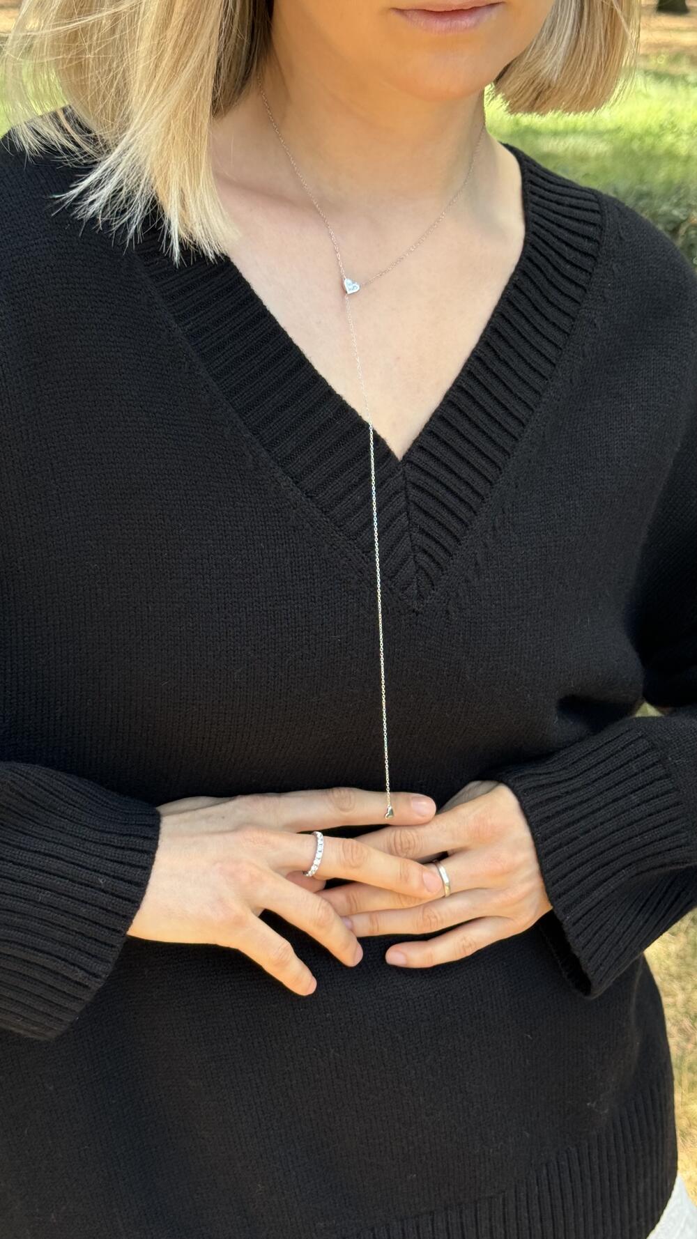 Джемпер з v вирізом, гладенький Un7025 Lara made in Italy S/M, Чорний