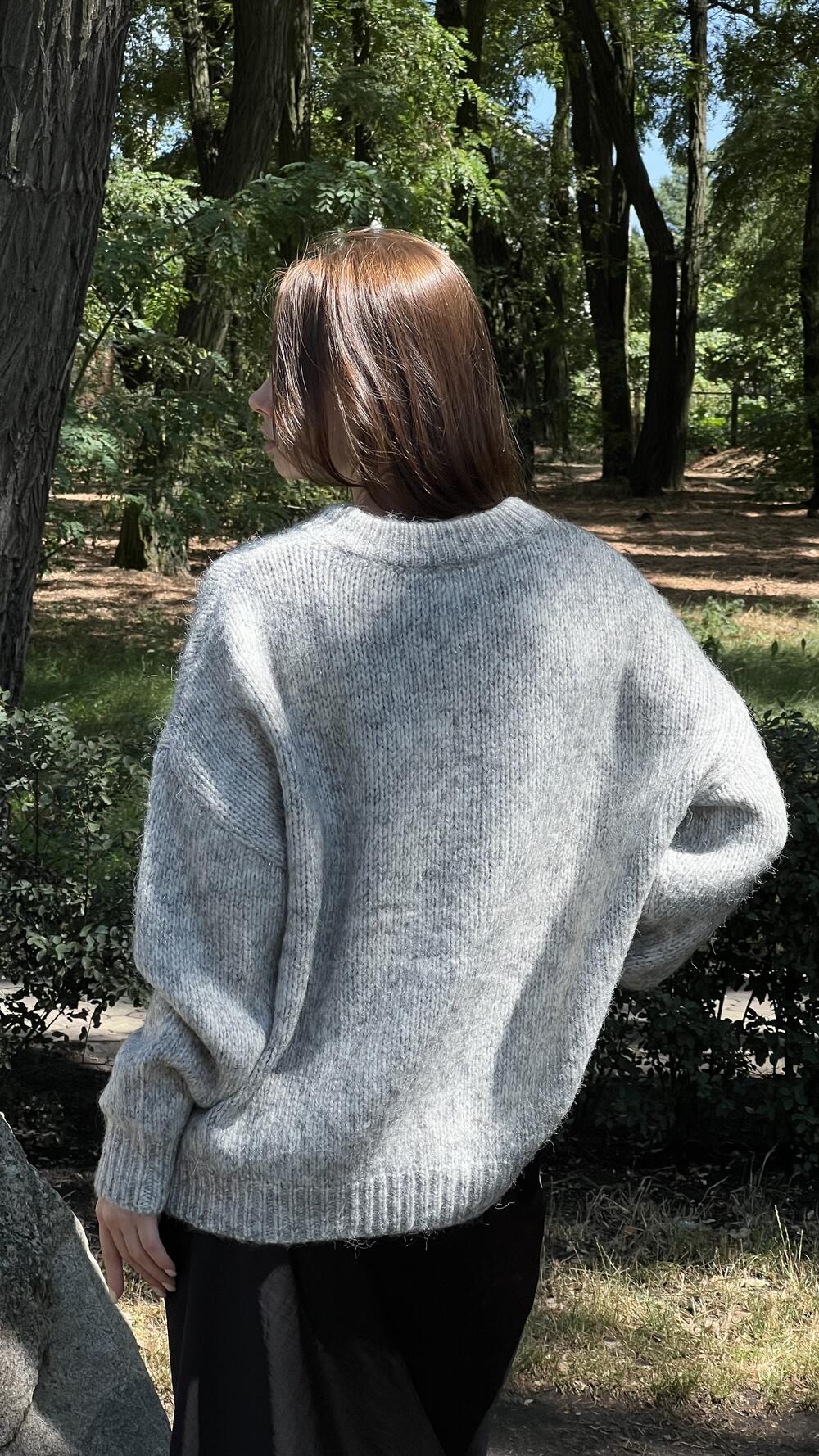 Джемпер з люрексовою ниткою гладенький H259 Lara made in Italy S/M, Сірий меланж