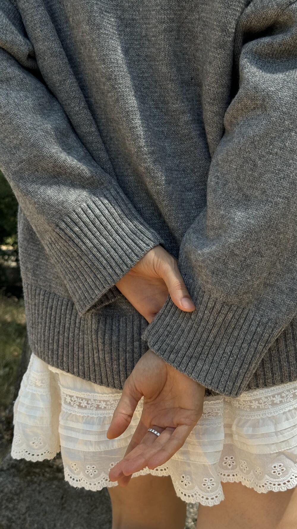 Джемпер з v вирізом, гладенький Un7025 Lara made in Italy S/M, Сірий