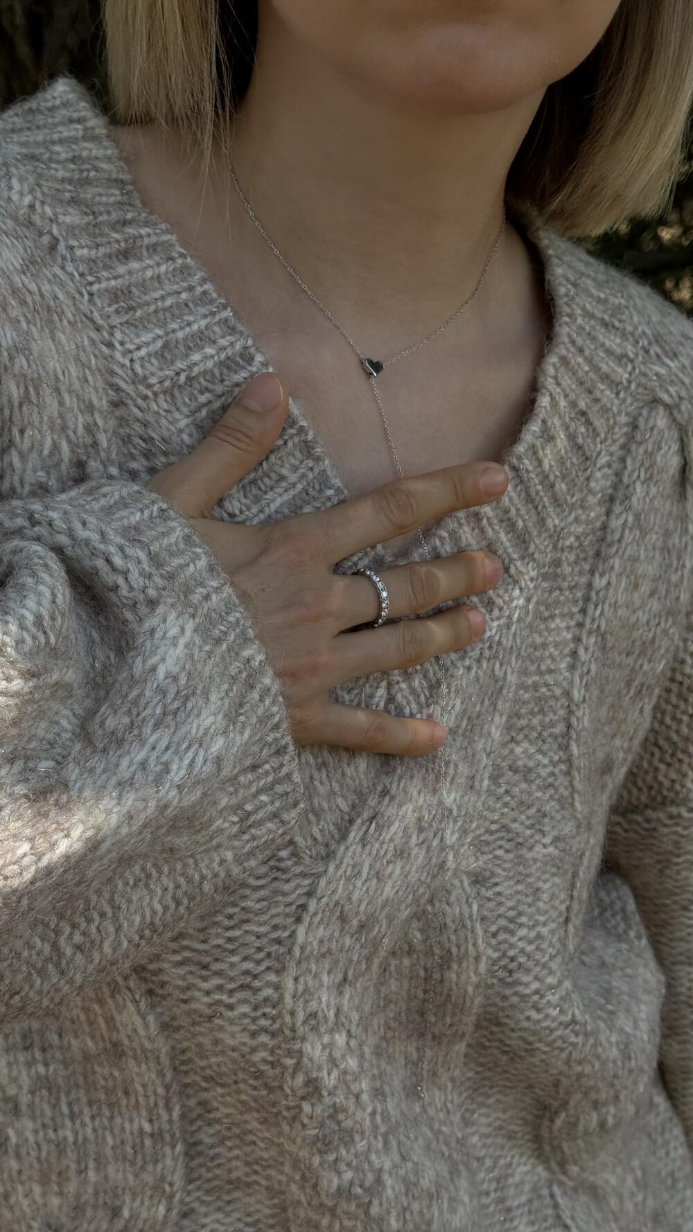 Джемпер з обʼємною вʼязкою у формі кос H260Laea made in Italy S/M, Бежевий меланж