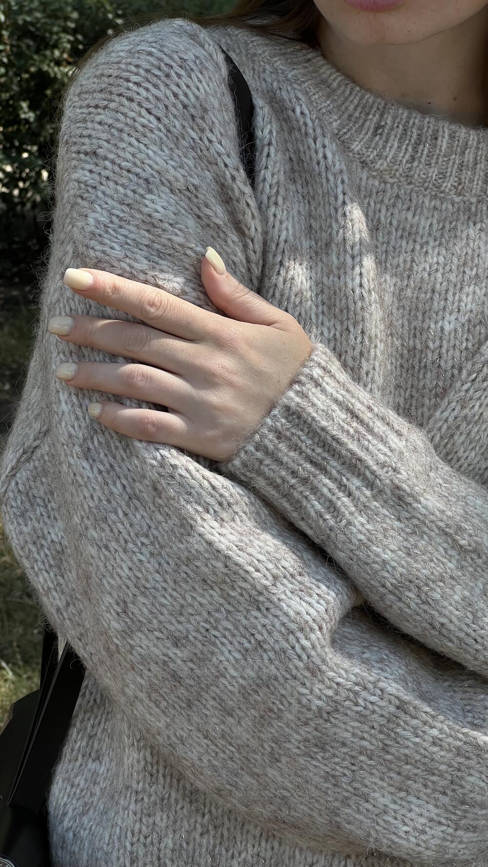 Джемпер з люрексовою ниткою гладенький H259 Lara made in Italy S/M, Бежевий меланж