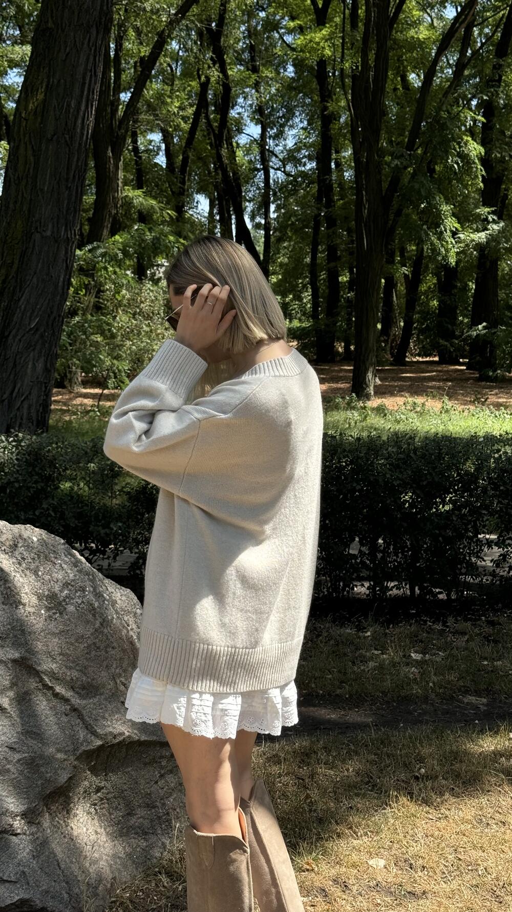 Джемпер з v вирізом, гладенький Un7025 Lara made in Italy S/M, Пісочний