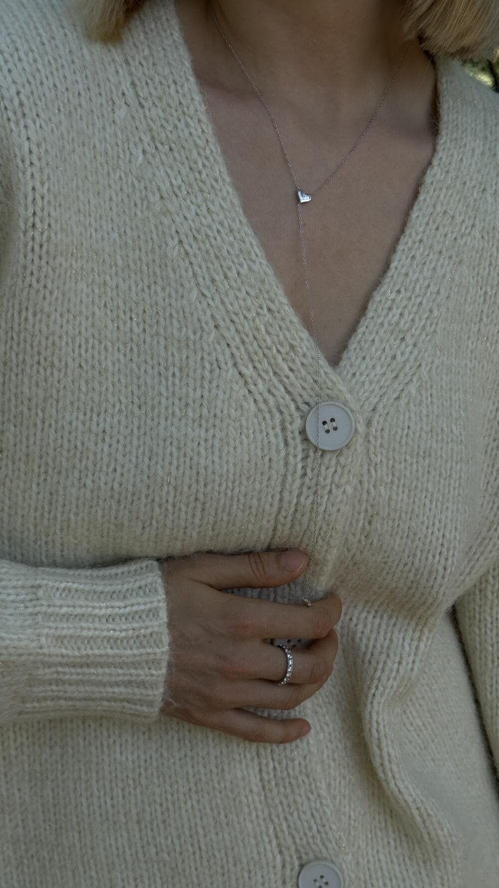 Кардиган з великими ґудзиками та люрексовою ниткою H262 Lara M/L, Крем-брюле