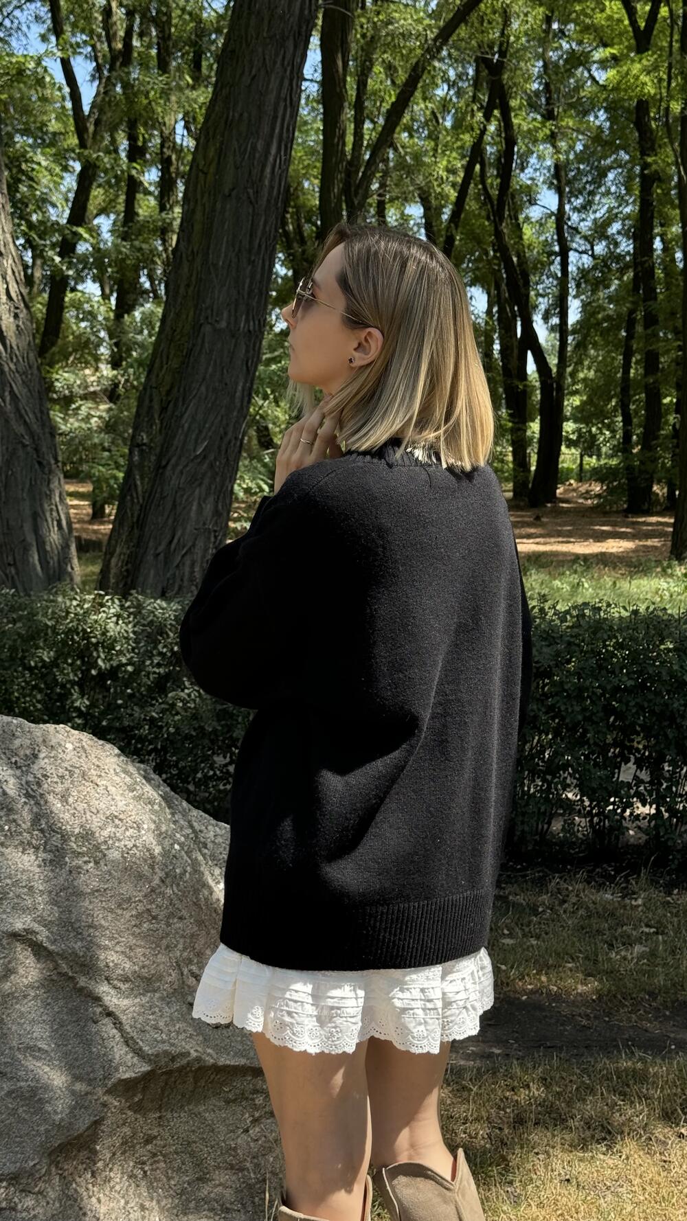 Джемпер з v вирізом, гладенький Un7025 Lara made in Italy S/M, Чорний