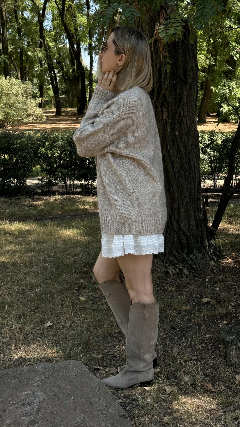 Кардиган з великими ґудзиками та люрексовою ниткою H262 Lara S/M, Бежевий меланж