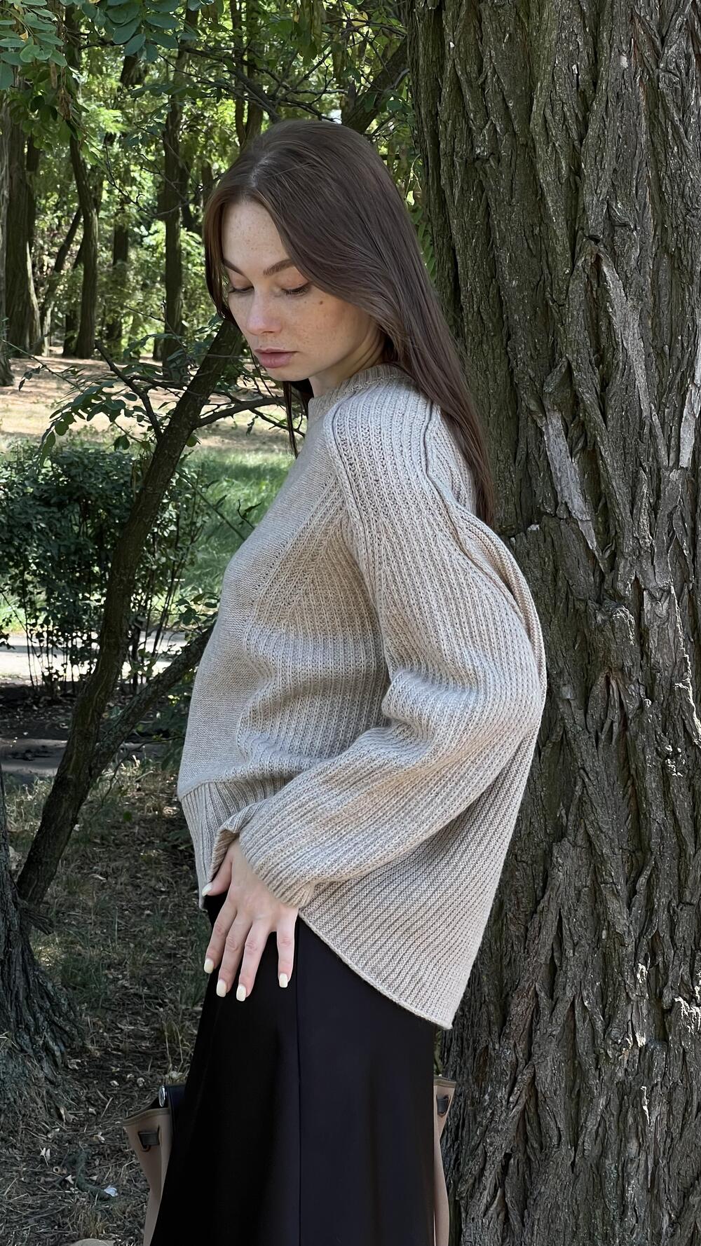 Светр з швом назовні у формі кокона Un7038 Lara M/L, Какао